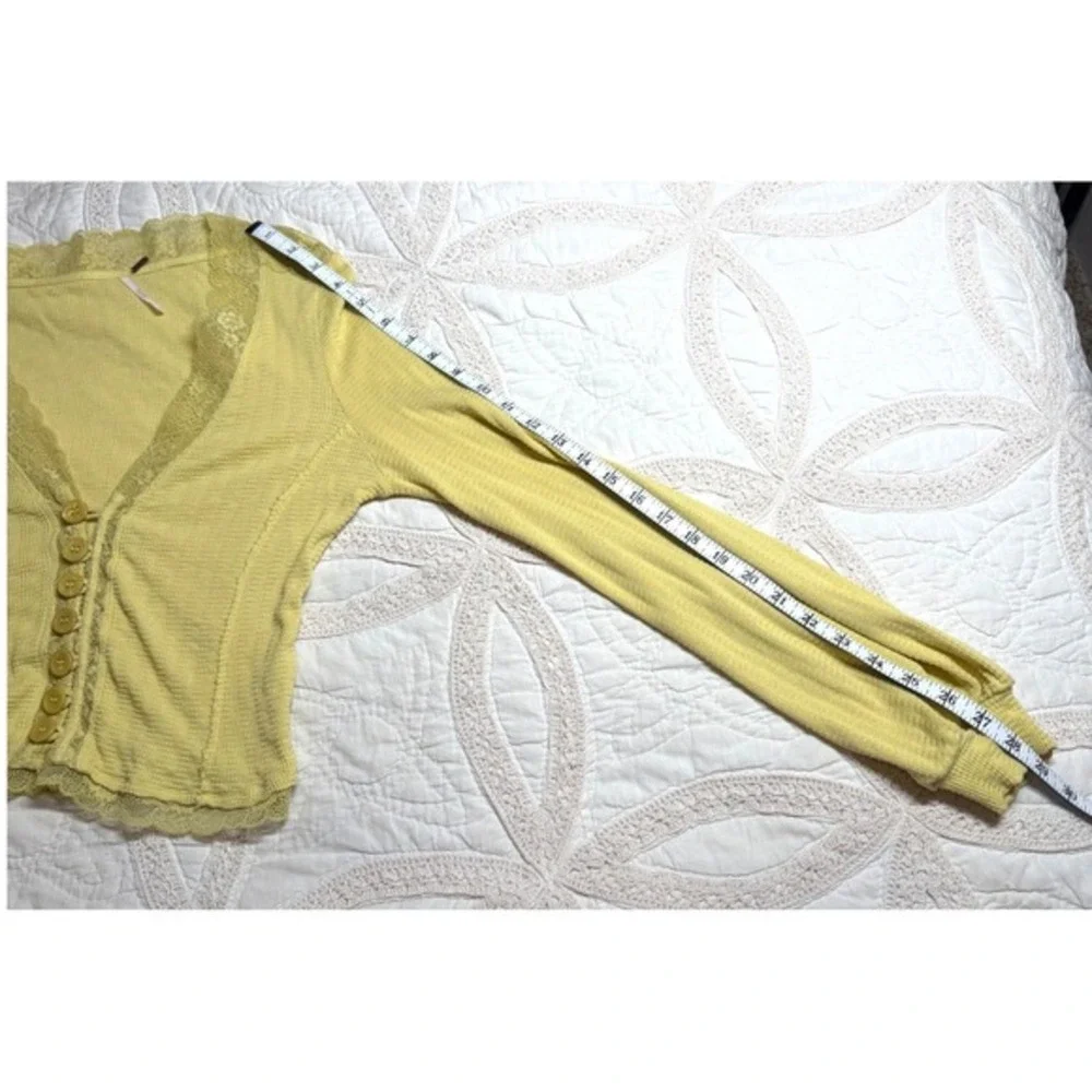 Free People‎ Large Thermal Lace Coquette Cottagecore Yellow Romantic Victorian